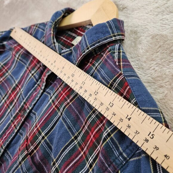 L.L.Bean Women's Scotch Plaid Flannel Shirt Pocket Long Sleeve Outdoor Size S - Picture 7 of 10